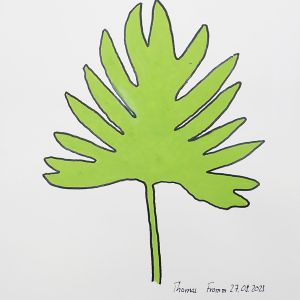 Philodendron, Acrylstifte auf Papier, 29,7 x 42 cm, 2023