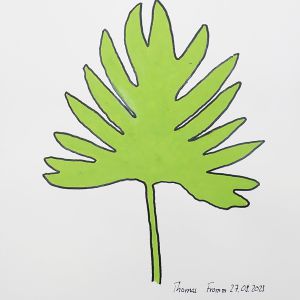 Philodendron, Acrylstifte auf Papier, 29,7 x 42 cm, 2023